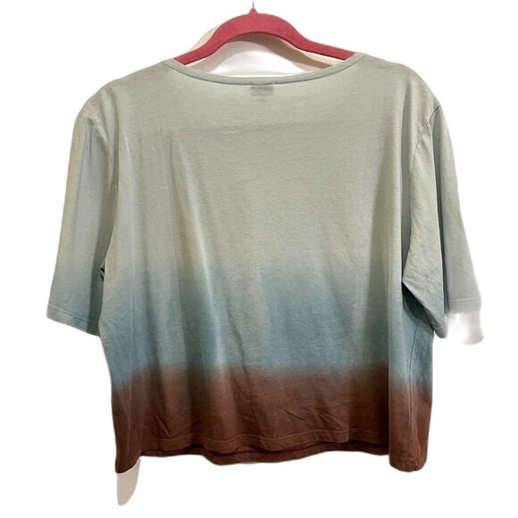 KULE Blue Brown Ombre Box Crop Top T Shirt Tee Top Women's Size Large - Picture 6 of 10